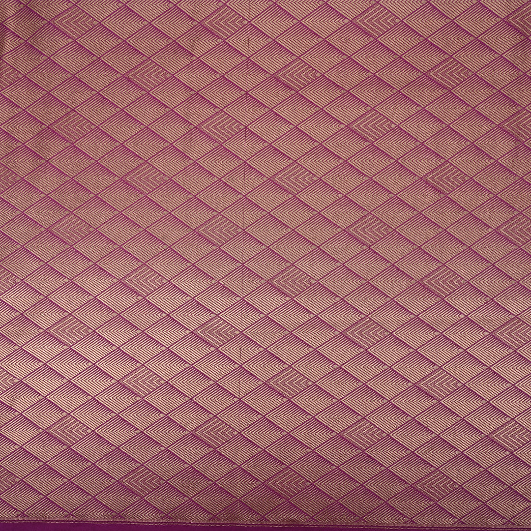 Dark Magenta Banarasi Fabric With Geometrical Weave