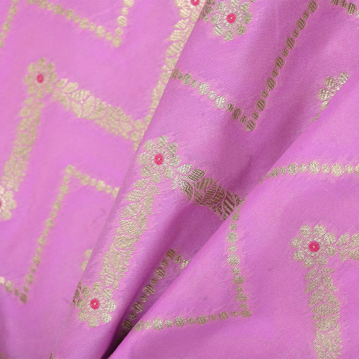 Plum Purple Meenakari Banarasi Fabric With Chevron Pattern