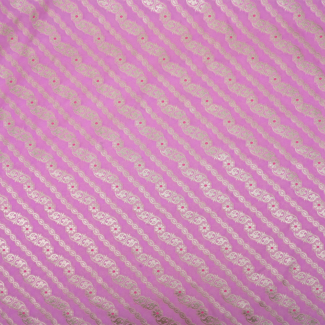 French Mauve Floral Meenakari Banarasi Fabric