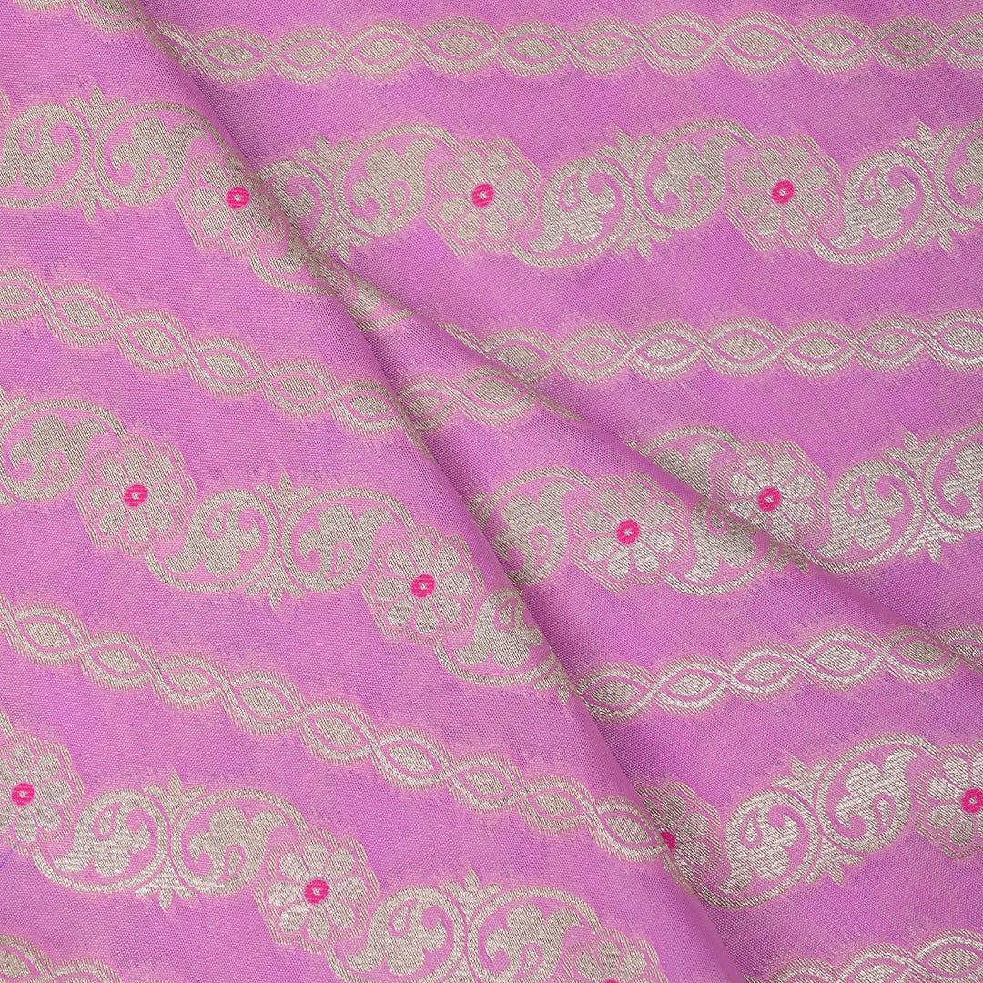 French Mauve Floral Meenakari Banarasi Fabric