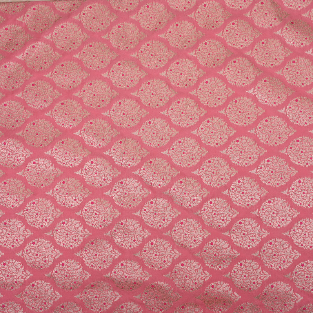 Blush Pink Meenakari Banarasi Butta Fabric