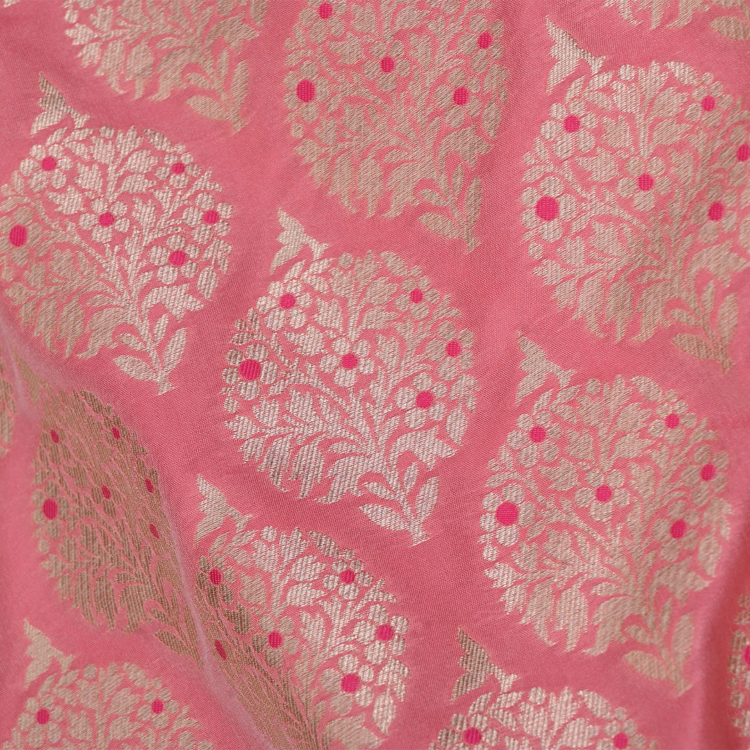 Blush Pink Meenakari Banarasi Butta Fabric