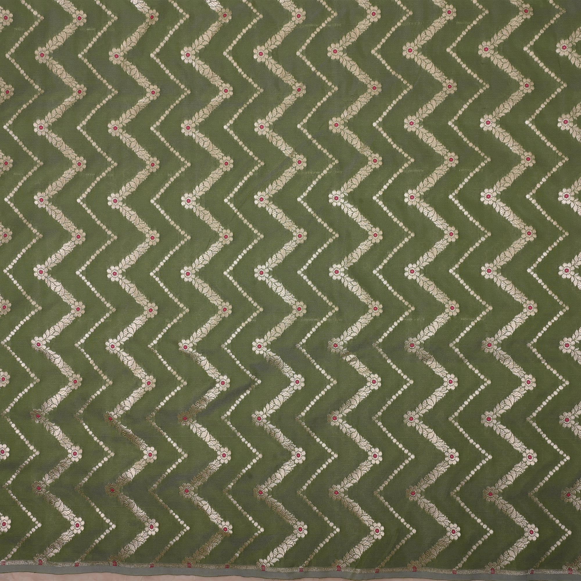 Deep Purple Meenakari Banarasi Fabric With Chevron Pattern