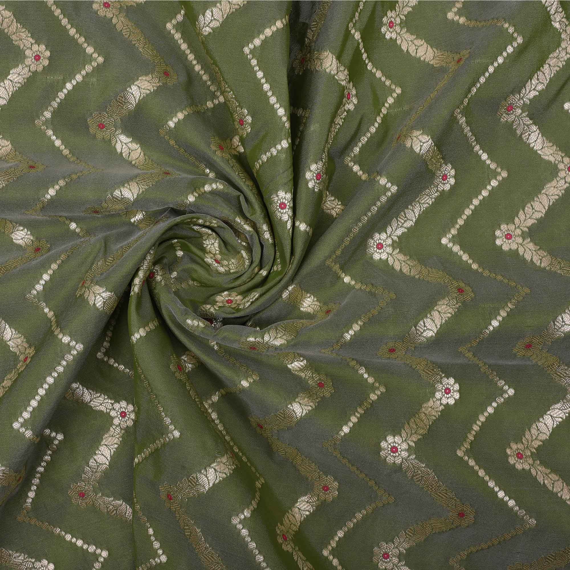 Deep Purple Meenakari Banarasi Fabric With Chevron Pattern