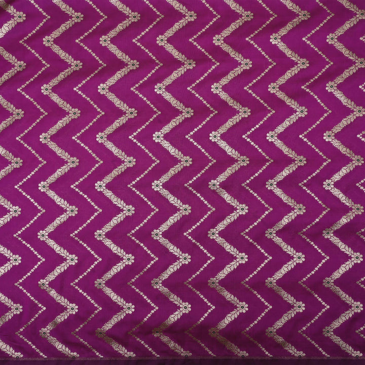 Byzantium Purple Meenakari Banarasi Fabric With Chevron Pattern