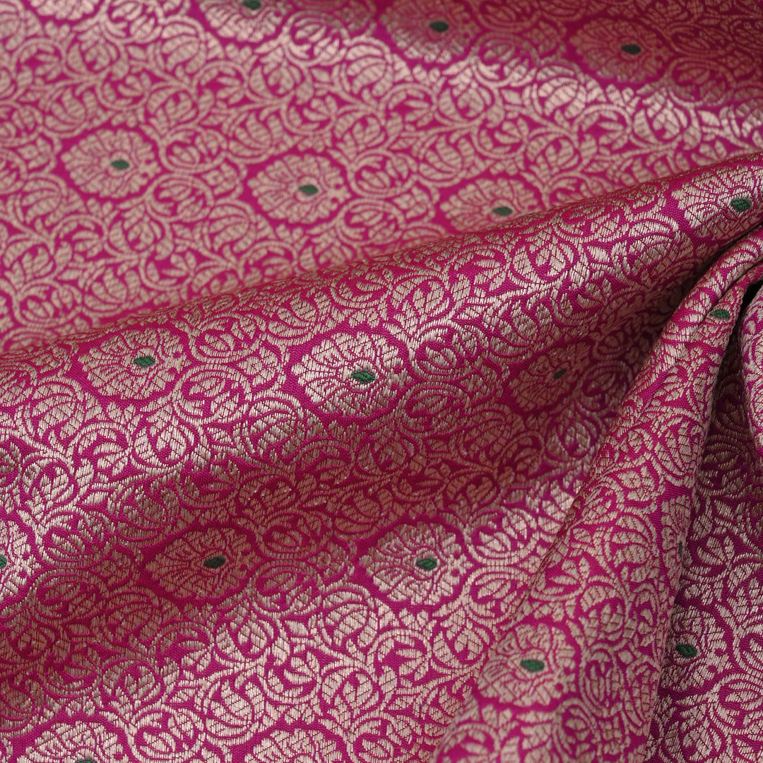 Deep Pink Meenakari Banarasi Fabric