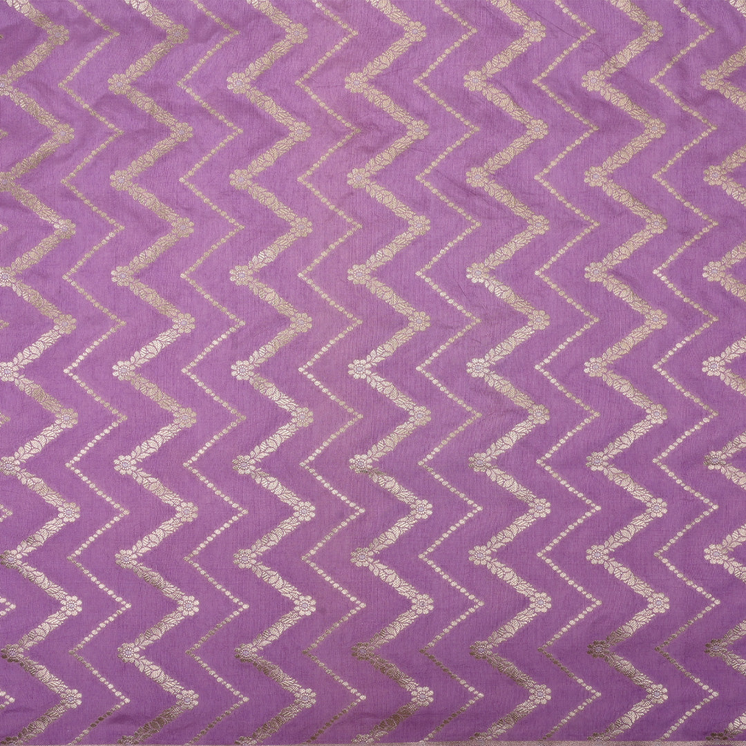 Deep Mauve Banarasi Fabric With Chevron Pattern