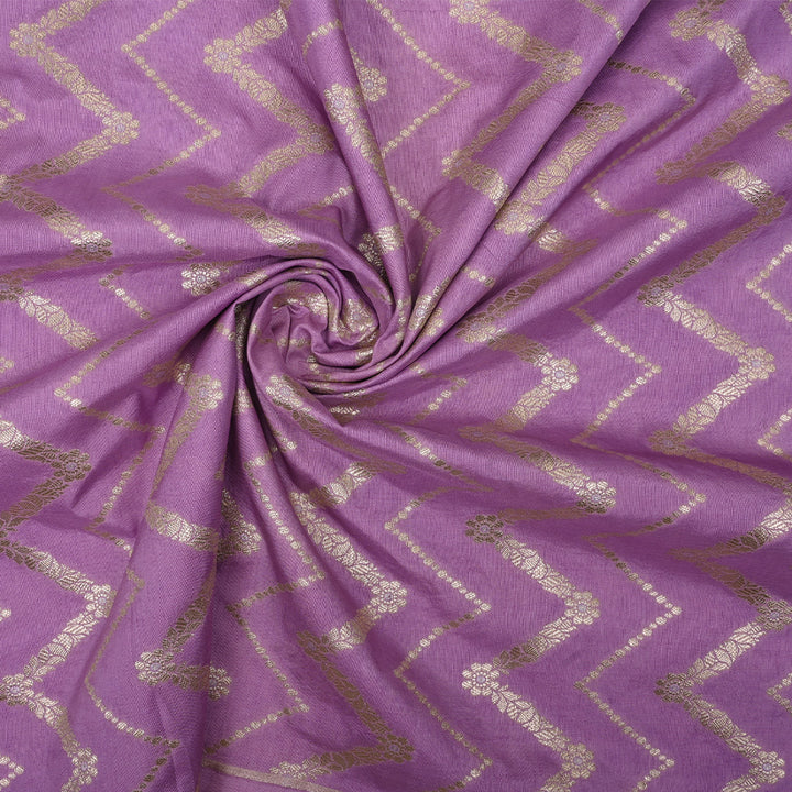 Deep Mauve Banarasi Fabric With Chevron Pattern