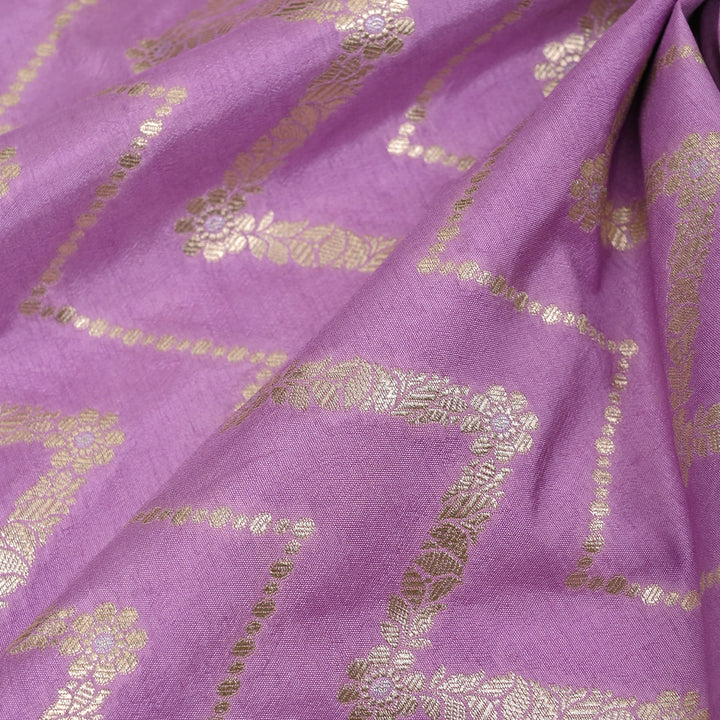 Deep Mauve Banarasi Fabric With Chevron Pattern