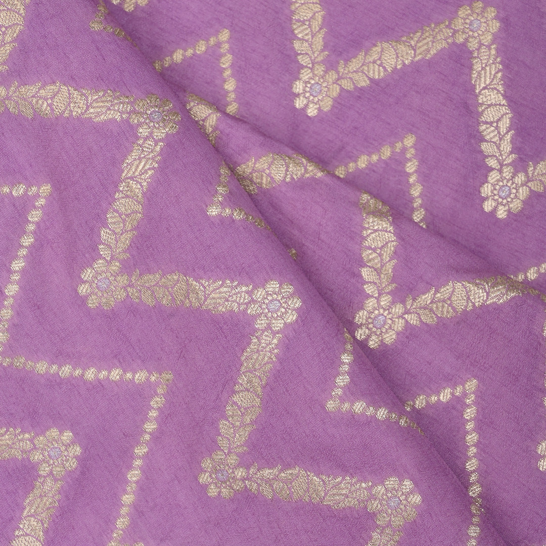 Deep Mauve Banarasi Fabric With Chevron Pattern