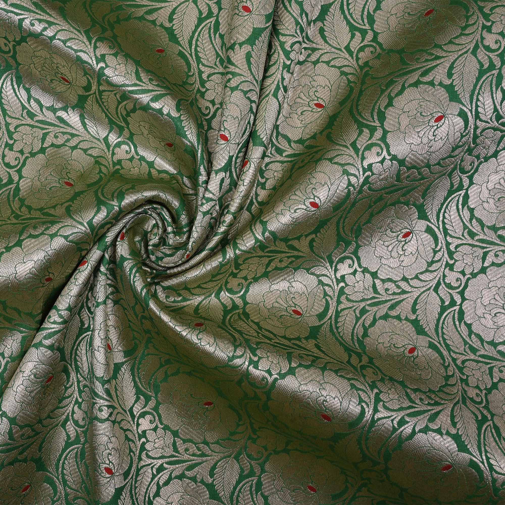 Amazon Green Meenakari Banarasi Fabric