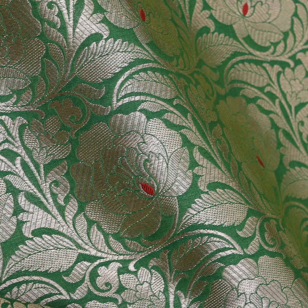 Amazon Green Meenakari Banarasi Fabric