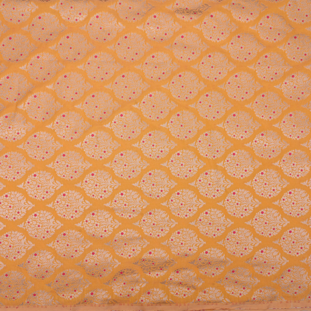 Honey Yellow Meenakari Banarasi Fabric With Floral Butta