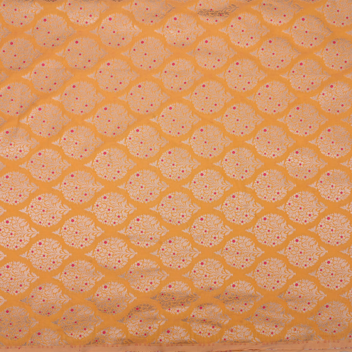 Honey Yellow Meenakari Banarasi Fabric With Floral Butta