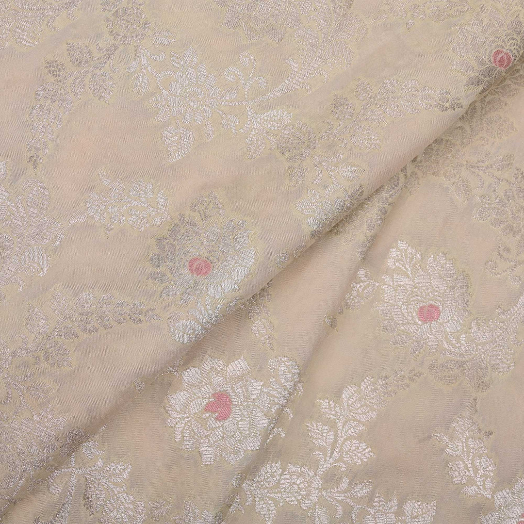 Seashell White Meenakari Banarasi Fabric