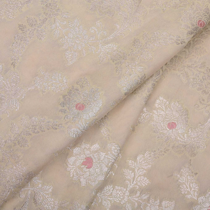 Seashell White Meenakari Banarasi Fabric