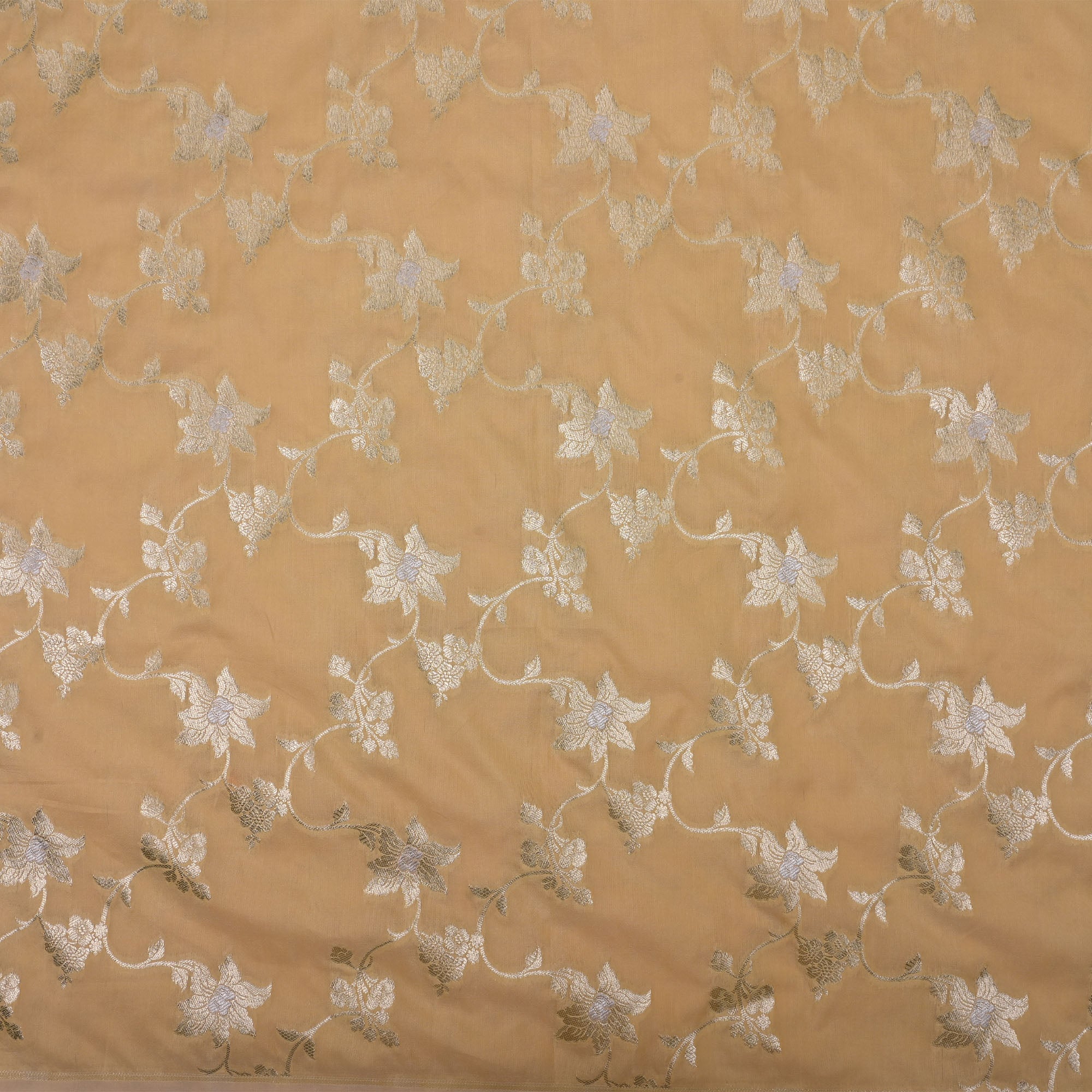 Champagne Brown Banarasi Fabric With Floral Jaal