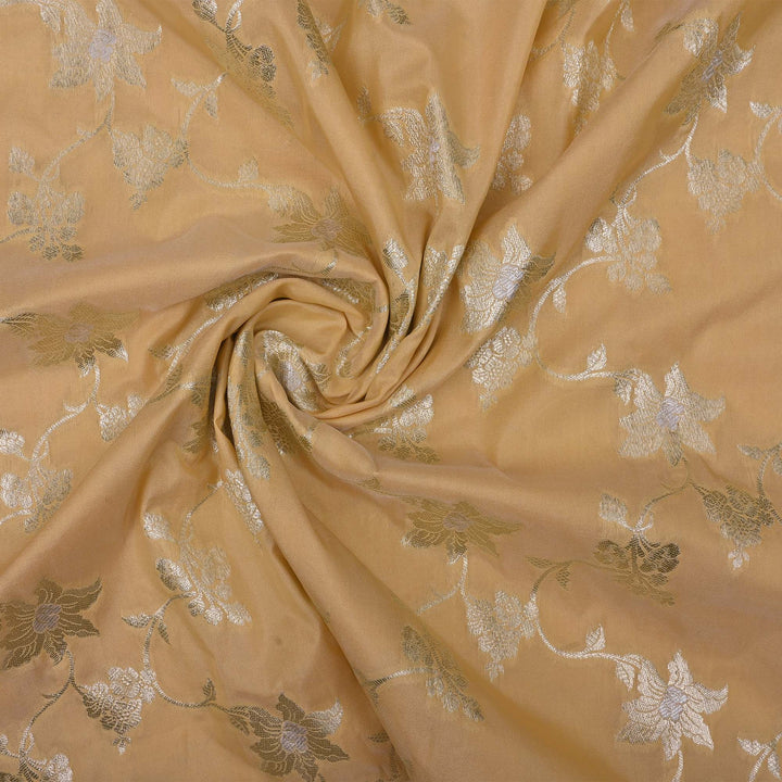 Champagne Brown Banarasi Fabric With Floral Jaal