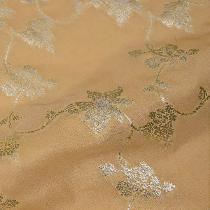 Champagne Brown Banarasi Fabric With Floral Jaal