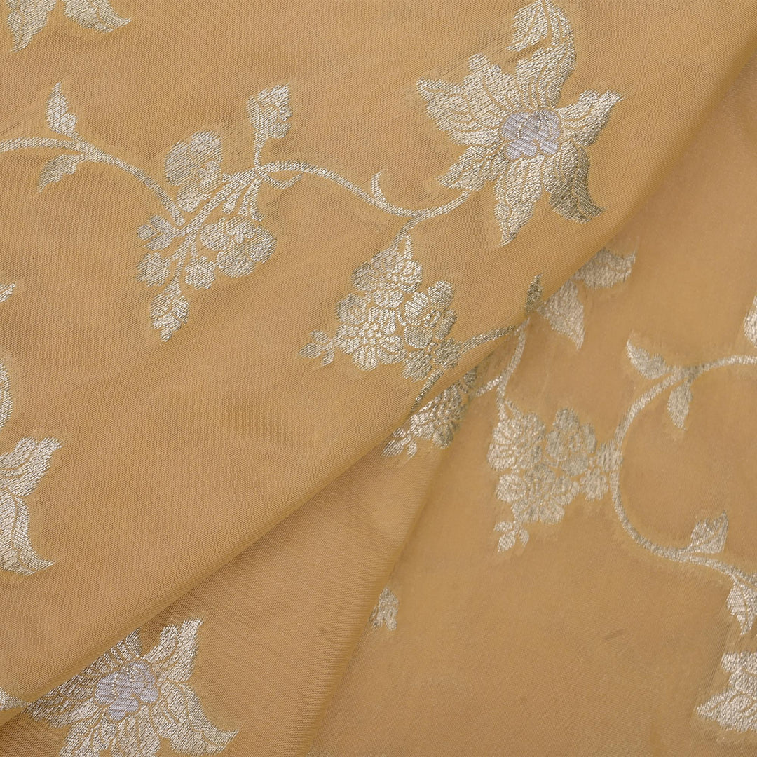 Champagne Brown Banarasi Fabric With Floral Jaal