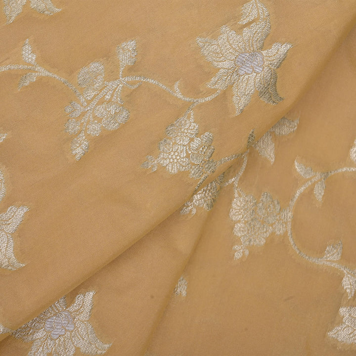 Champagne Brown Banarasi Fabric With Floral Jaal