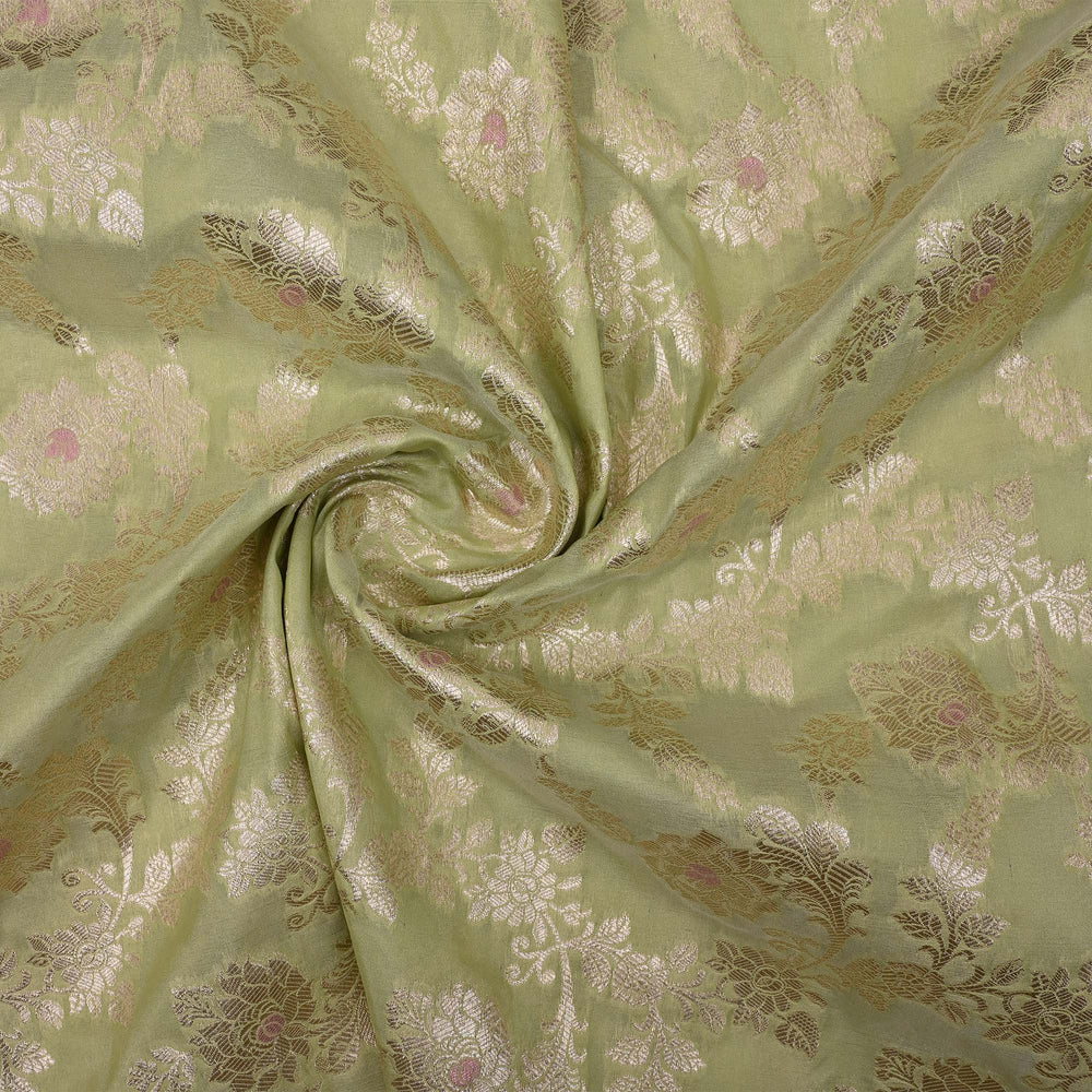 Gin Green Meenakari Banarasi Fabric