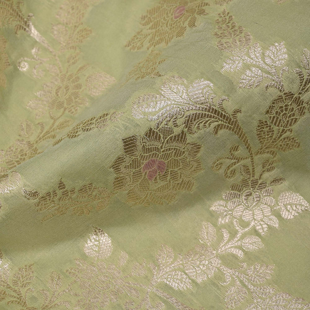 Gin Green Meenakari Banarasi Fabric