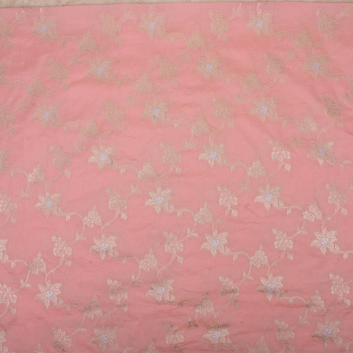 Light Pink Banarasi Fabric With Floral Jaal