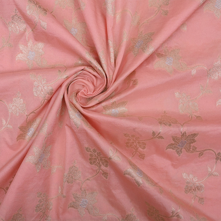 Light Pink Banarasi Fabric With Floral Jaal