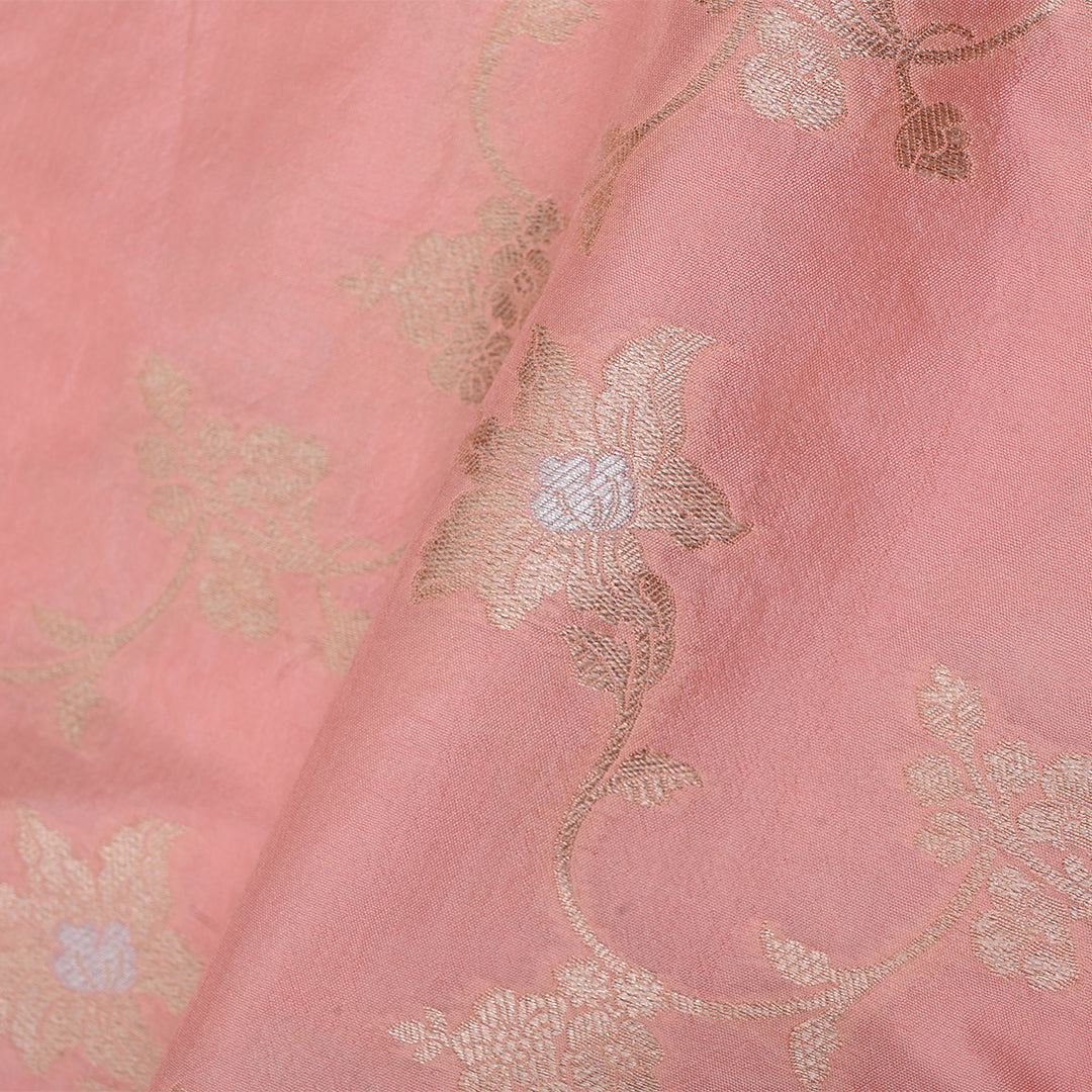 Light Pink Banarasi Fabric With Floral Jaal