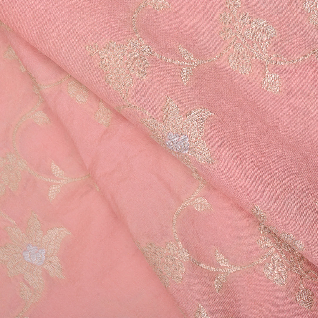 Light Pink Banarasi Fabric With Floral Jaal