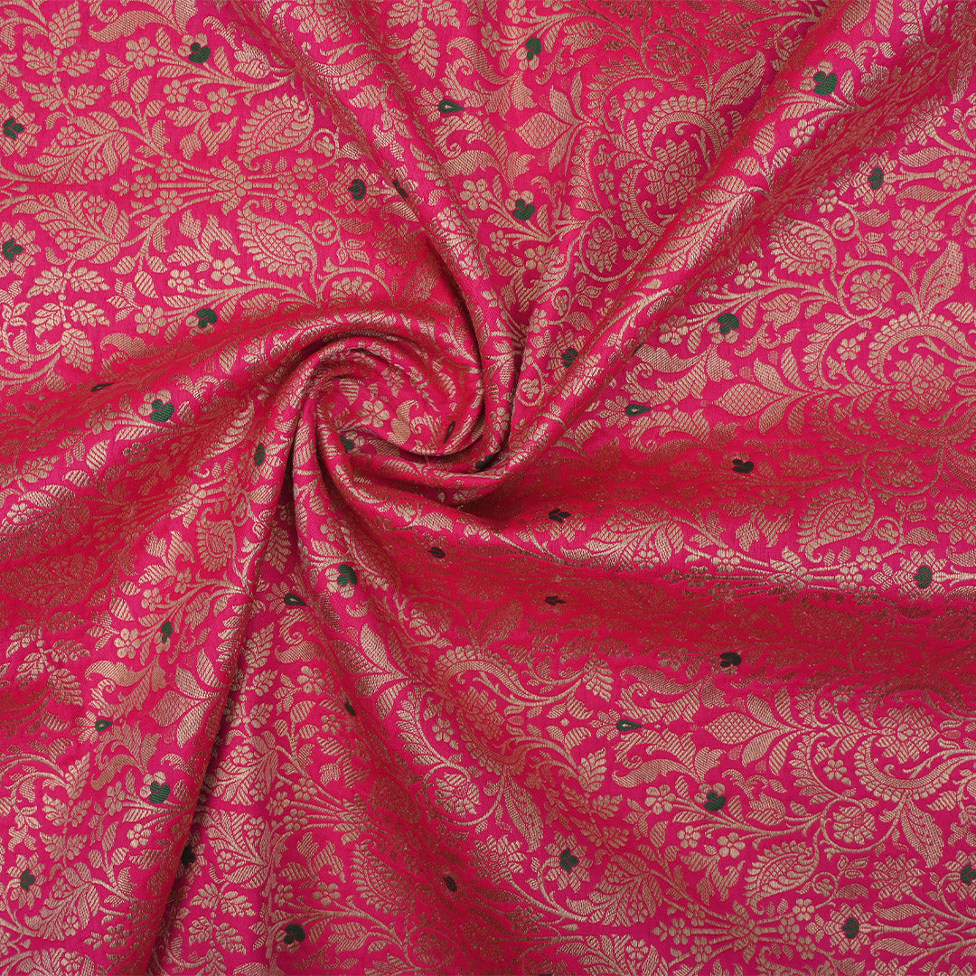 French Pink Meenakari Banarasi Fabric