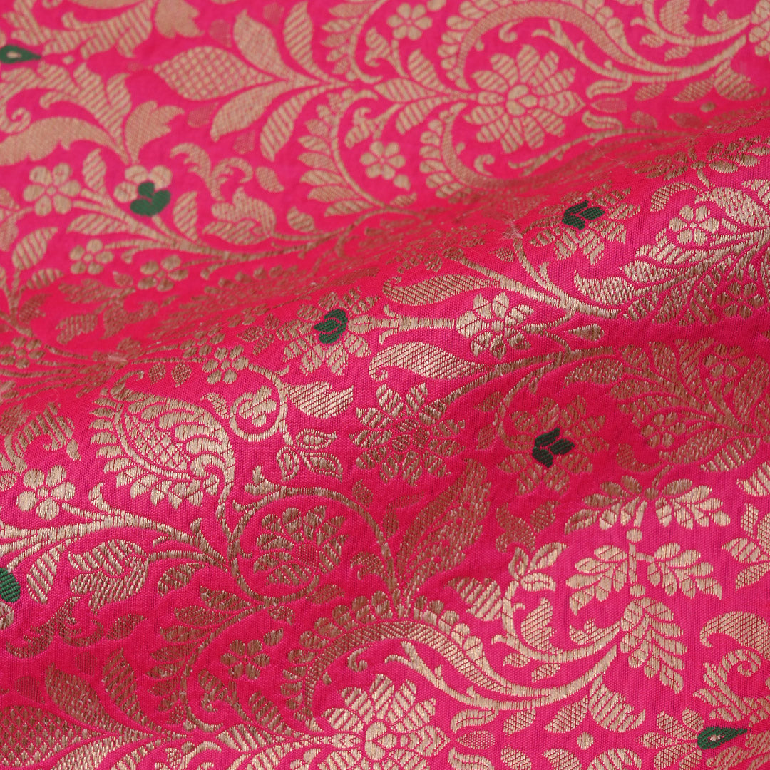 French Pink Meenakari Banarasi Fabric