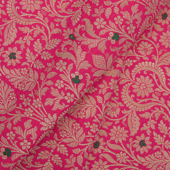 French Pink Meenakari Banarasi Fabric