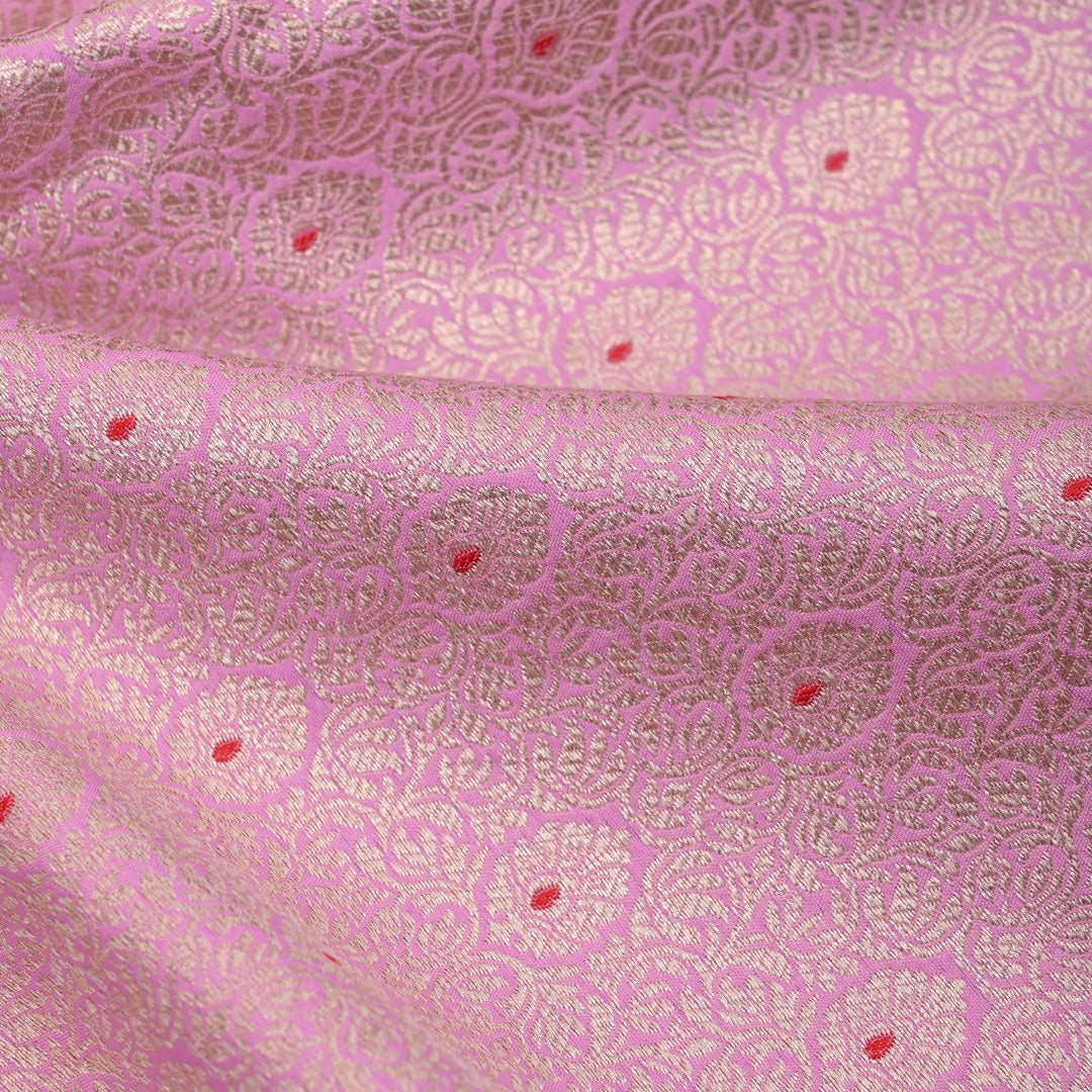 Lace Pink Meenakari Banarasi Fabric