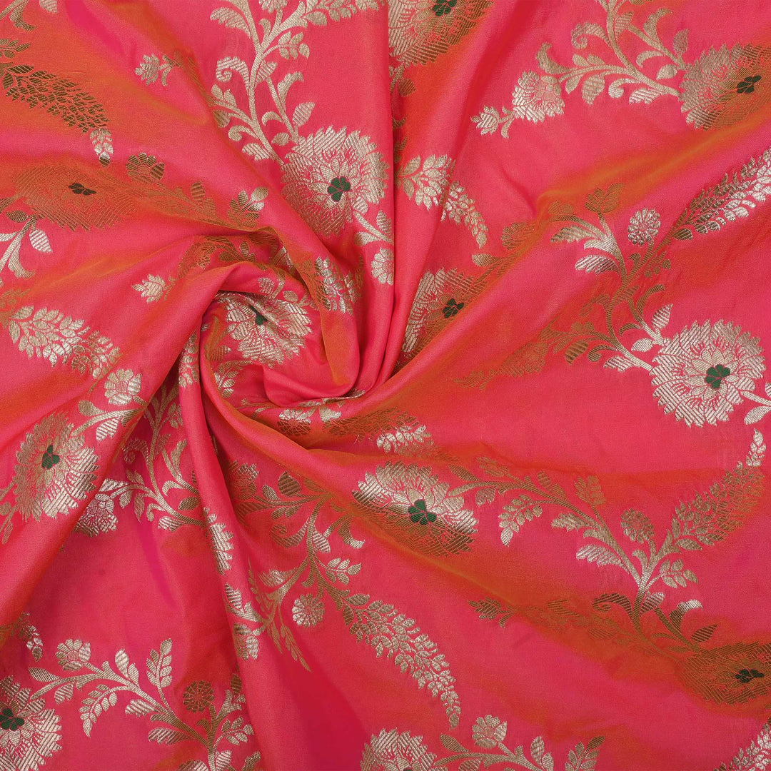 Neon Fuchsia Meenakari Banarasi Fabric