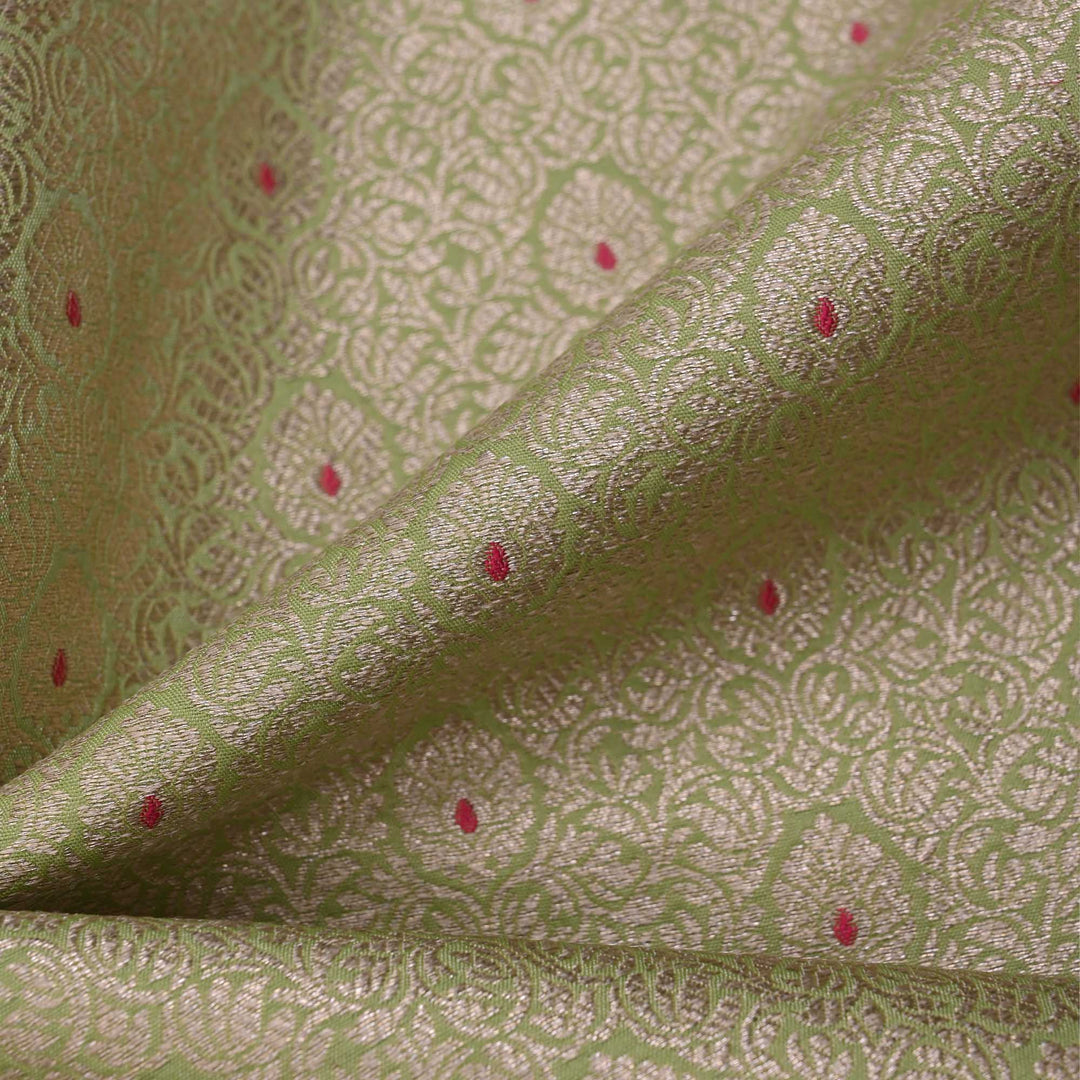 Tea Green Meenakari Banarasi Fabric