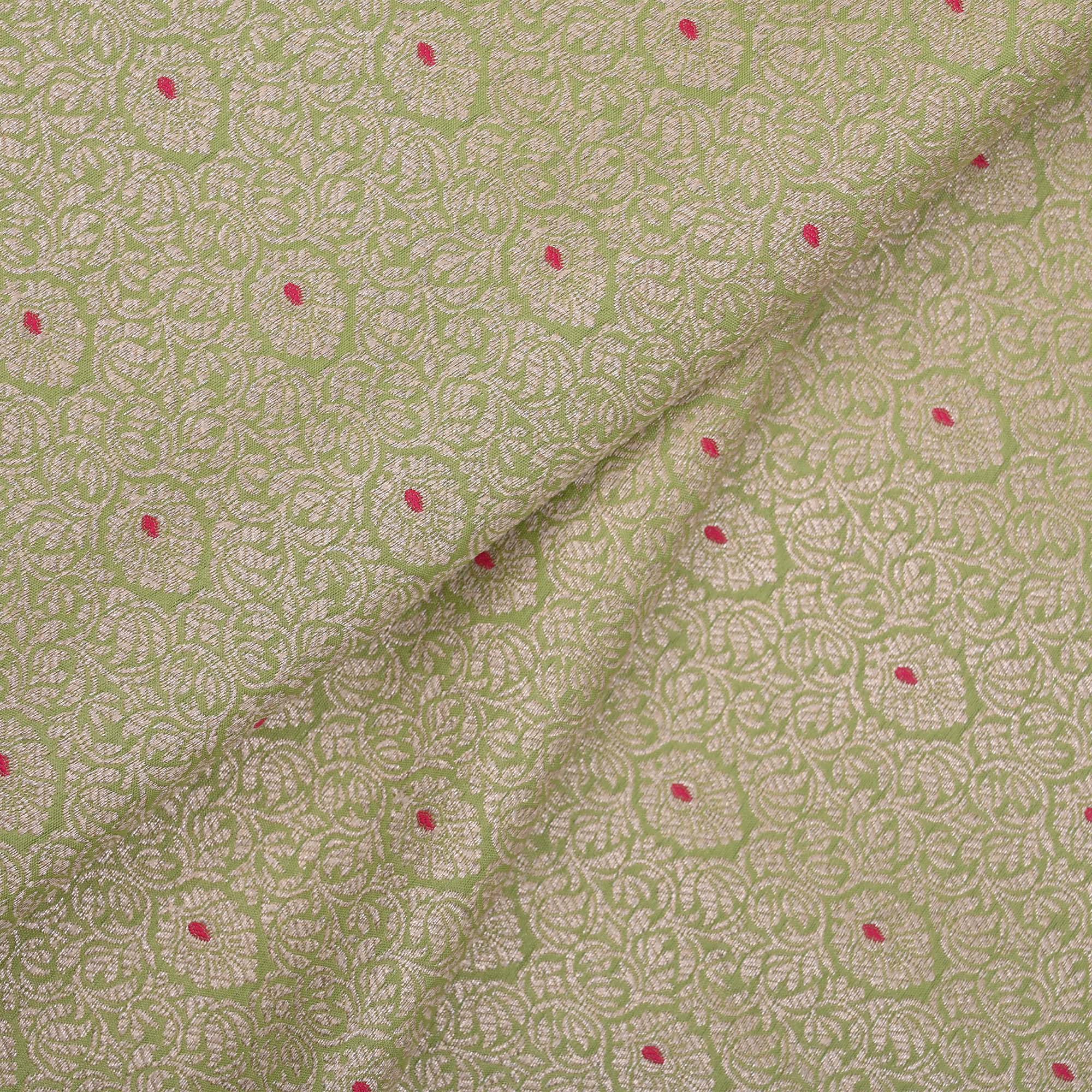 Tea Green Meenakari Banarasi Fabric