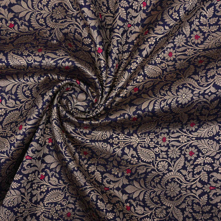 Broncos Blue Meenakari Banarasi Fabric