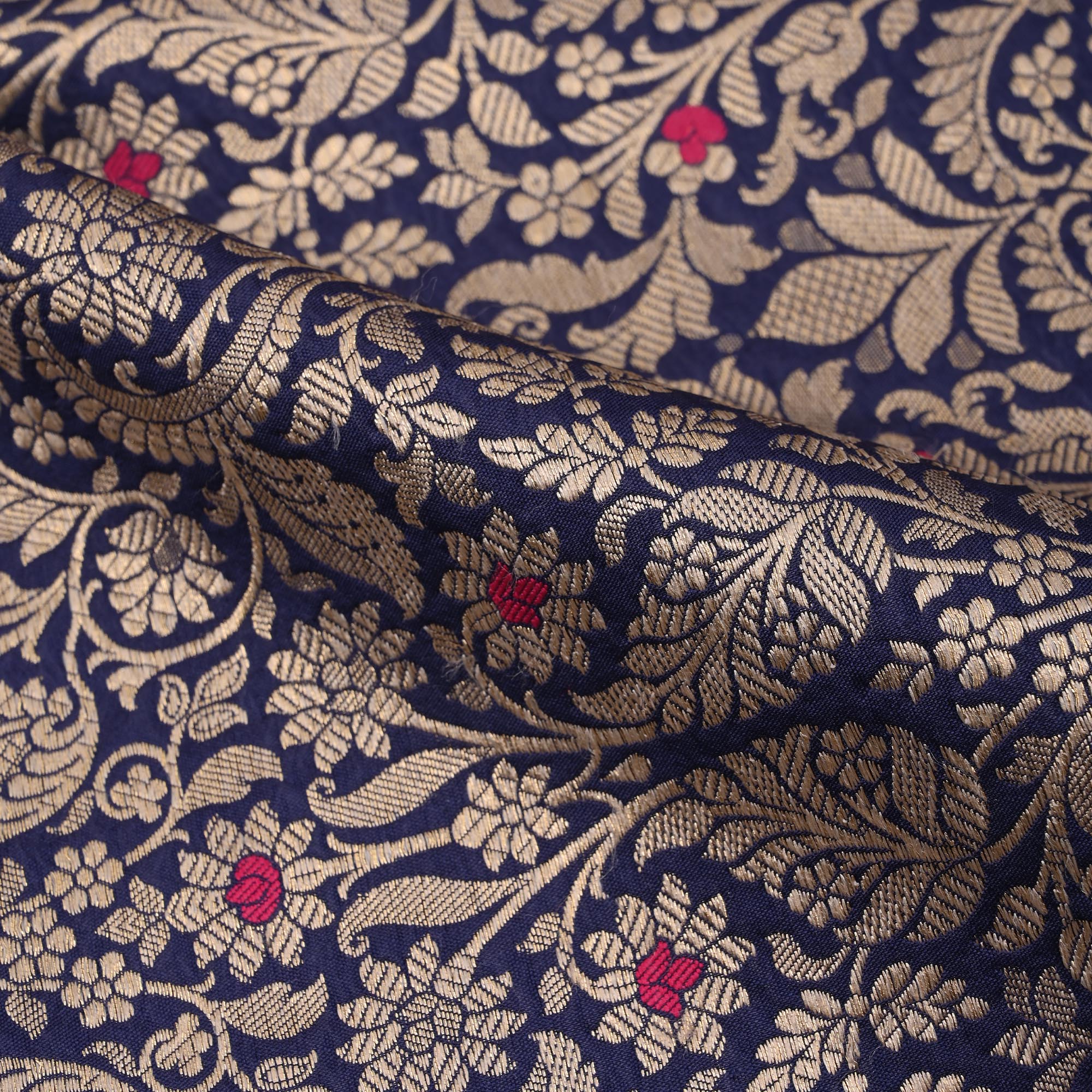 Broncos Blue Meenakari Banarasi Fabric