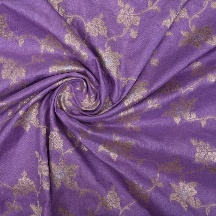 Amethyst Purple Banarasi Fabric With Floral Jaal