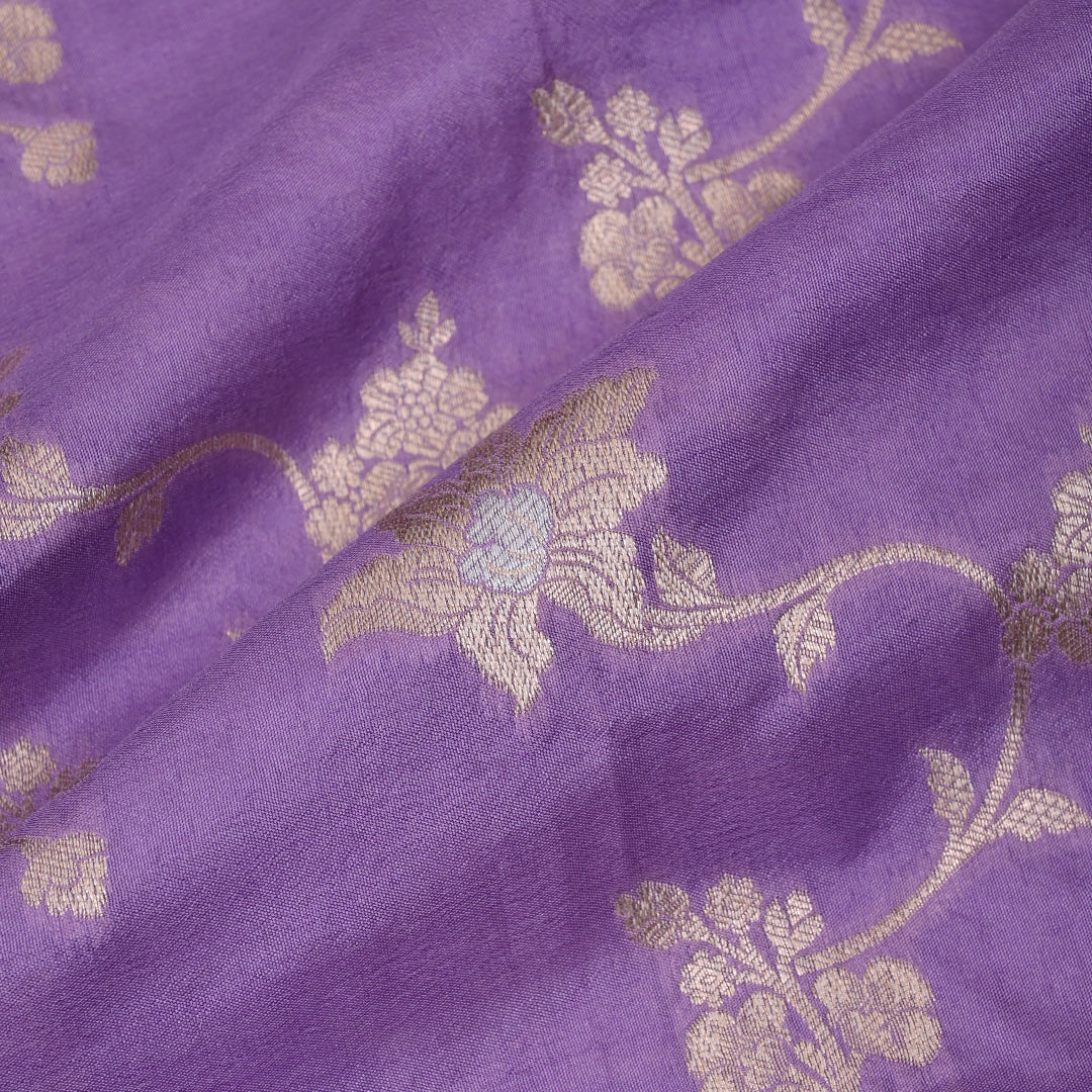 Amethyst Purple Banarasi Fabric With Floral Jaal