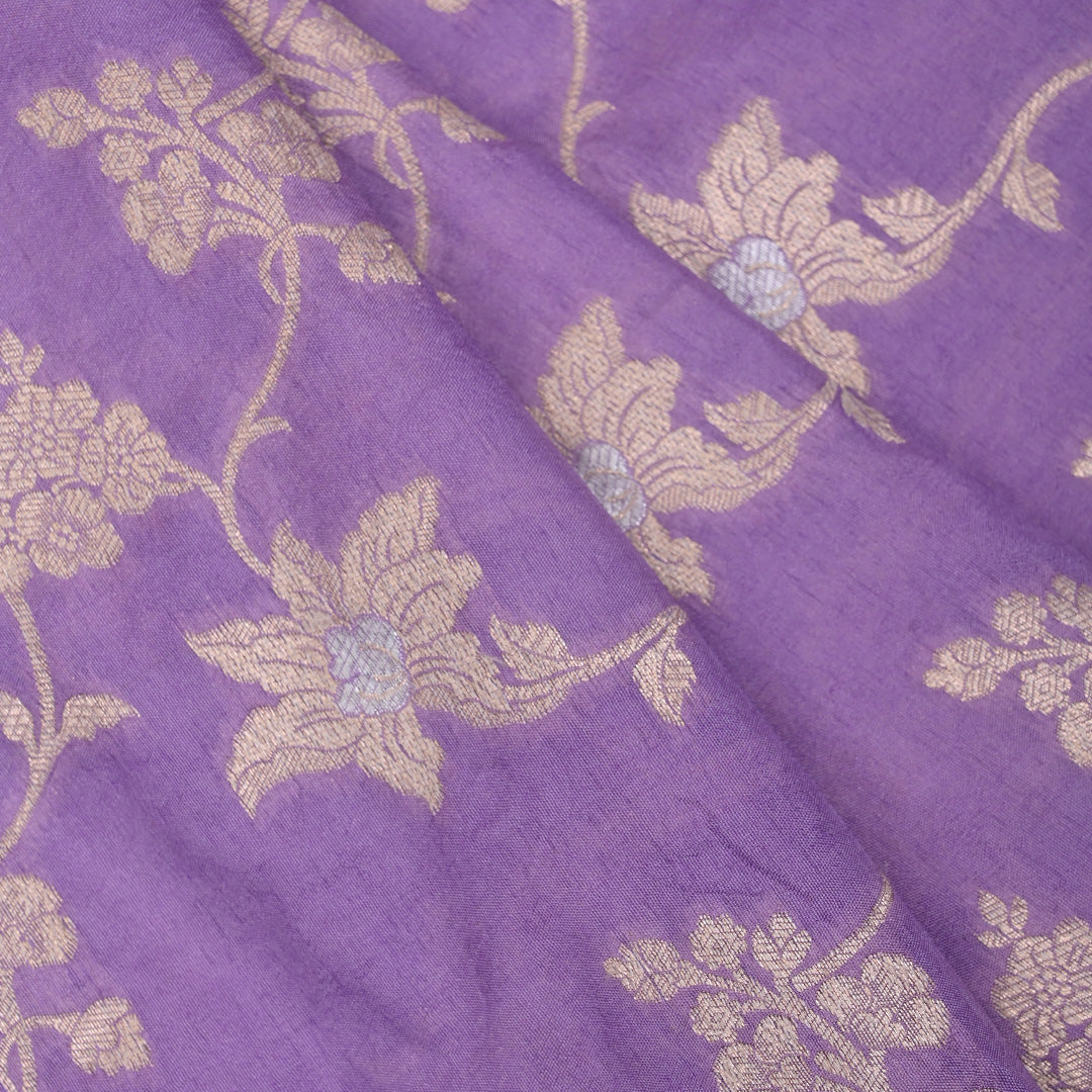 Amethyst Purple Banarasi Fabric With Floral Jaal