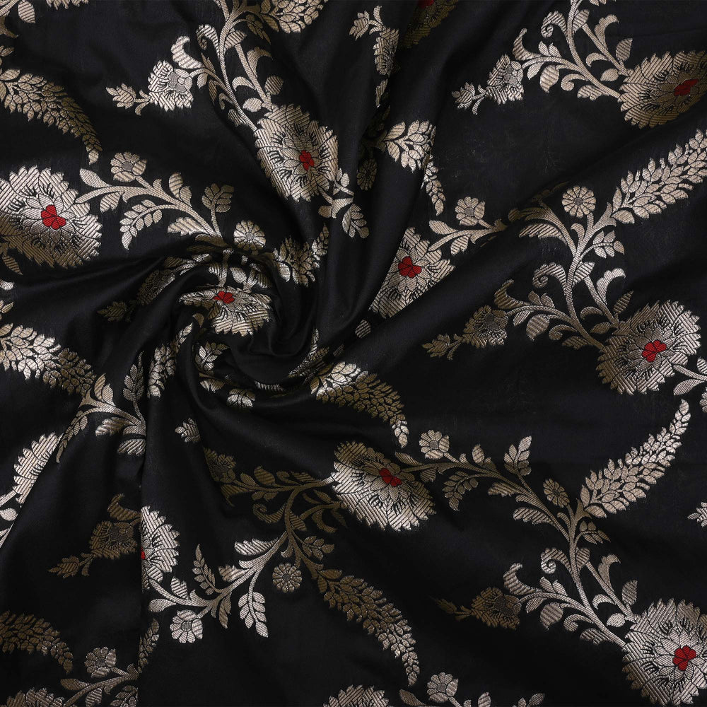 Rich Black Meenakari Banarasi Fabric