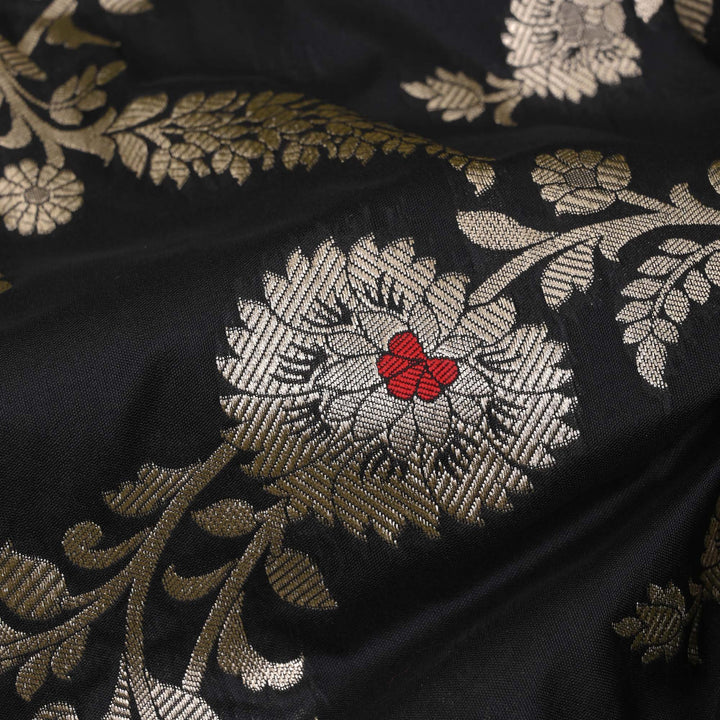 Rich Black Meenakari Banarasi Fabric