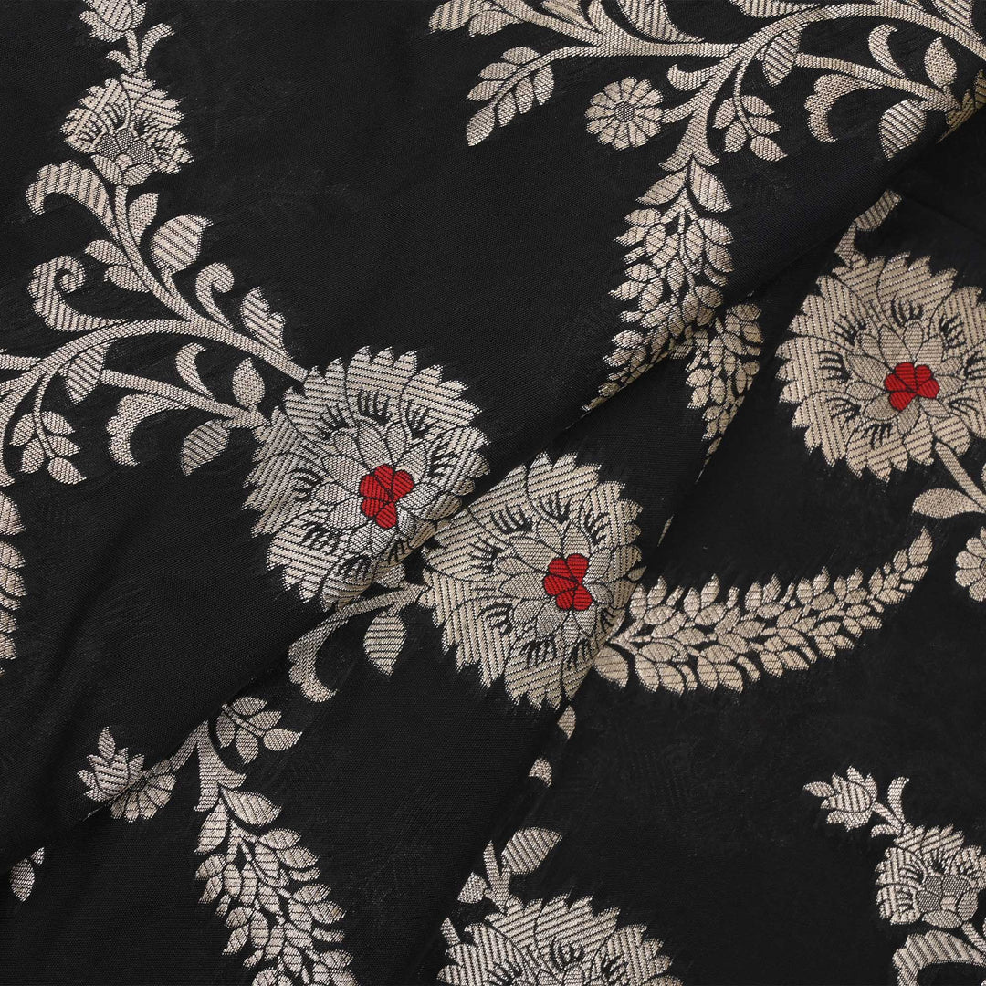 Rich Black Meenakari Banarasi Fabric