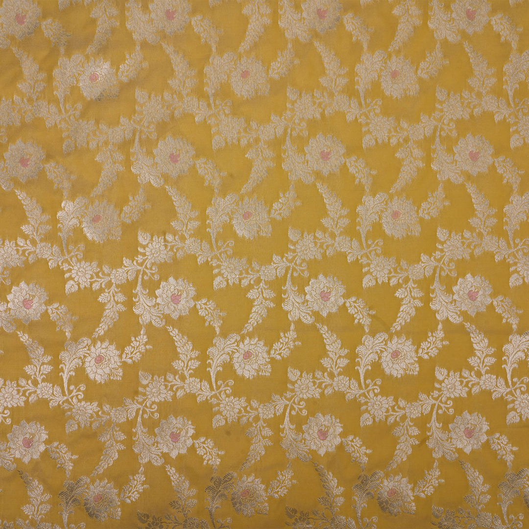 Durian Yellow Meenakari Banarasi Fabric