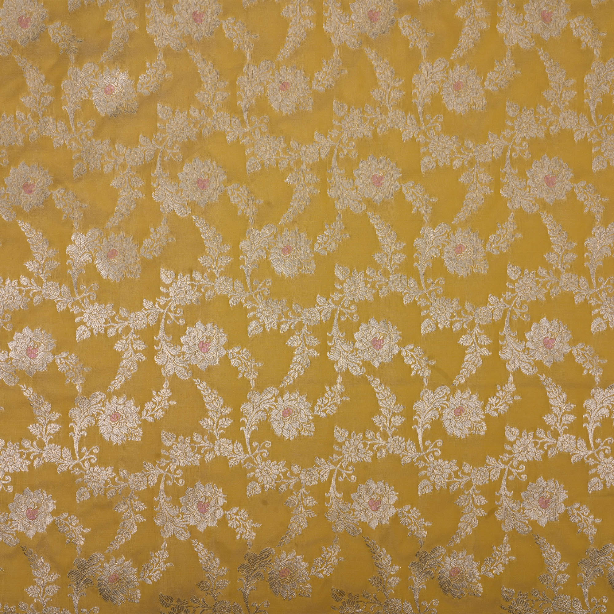 Durian Yellow Meenakari Banarasi Fabric