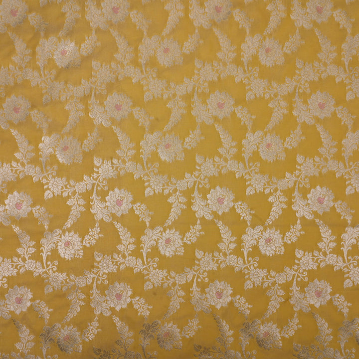 Durian Yellow Meenakari Banarasi Fabric