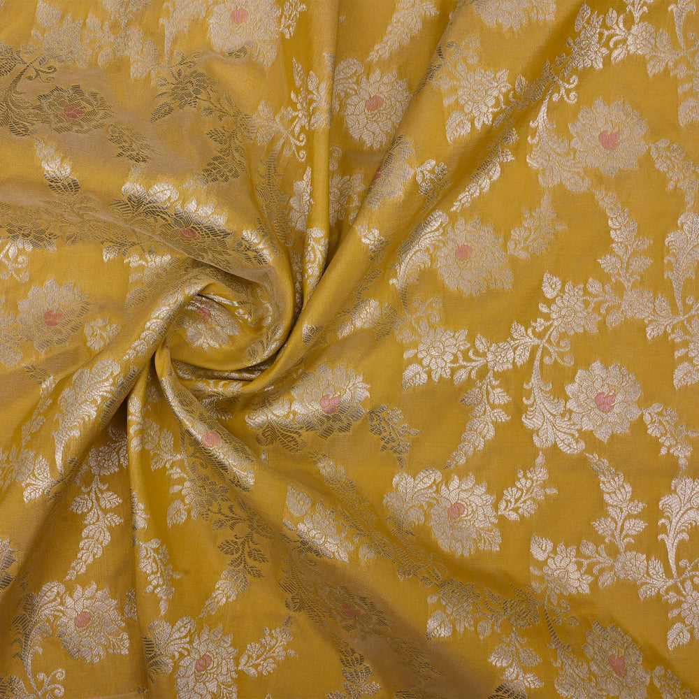 Durian Yellow Meenakari Banarasi Fabric